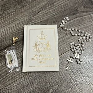 NEW My Mass & Holy Communion Book 5.25”x3.75” Rosary Cover Prayers Sacrament Pin